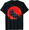 NEW LIMITED Red Moon Black Crow Gothic Animal Bird Spooky Forest Raven T-Shirt