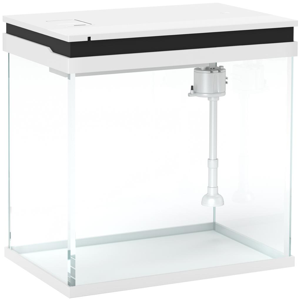 26L Goldfish Aquarium with LED Lights, Filtration System and Water Pump, 38x26x38 cm, White
