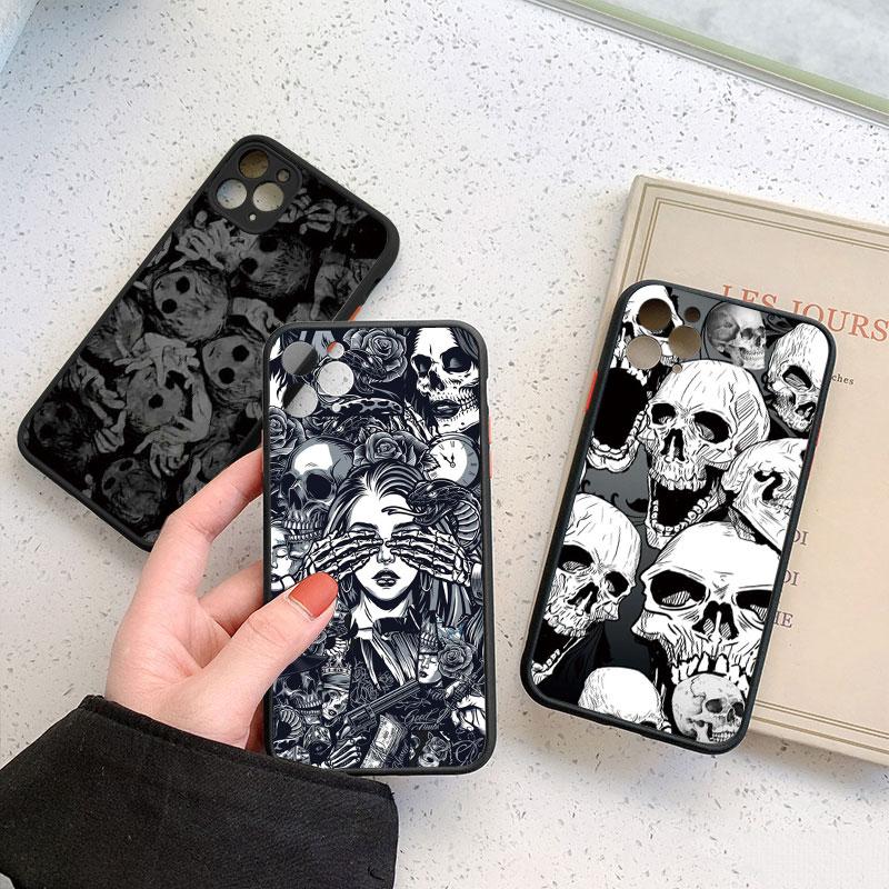 Fashin Skeleton Skull Phone Case For iPhone 16 15 12 13 Mini 11 14 Plus Pro MAX 7 8 Plus SE 2020 XR X XS Shockproof Back Cover