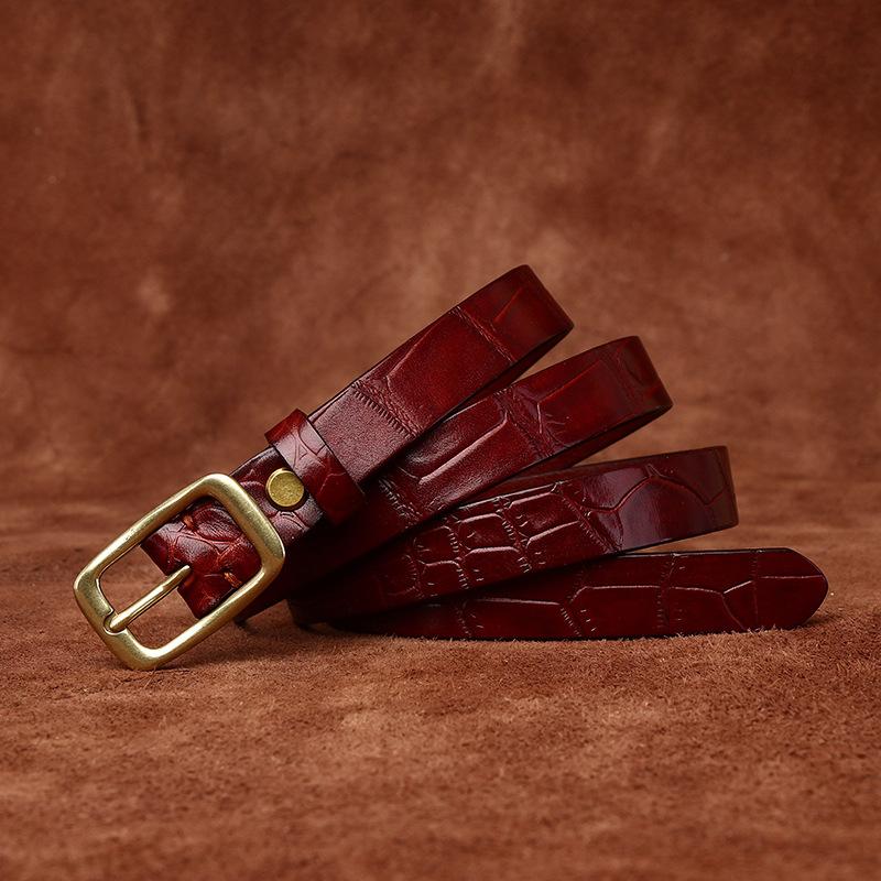 

Изысканный женский ремень, итальянский ретро-модный универсальный декоративный ремень из натуральной кожи крупного рогатого скота, ремень с узором крокодила для женщин 100cm