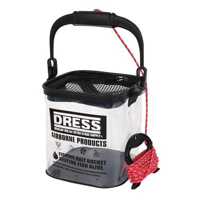 DRESS Live Fishing Water Bucket, Clear Black, Includes 7m Rope & Holder, Mesh Lid, Zipper Closure, EVA All-Purpose Bucket for Light Fishing, Run-and-g