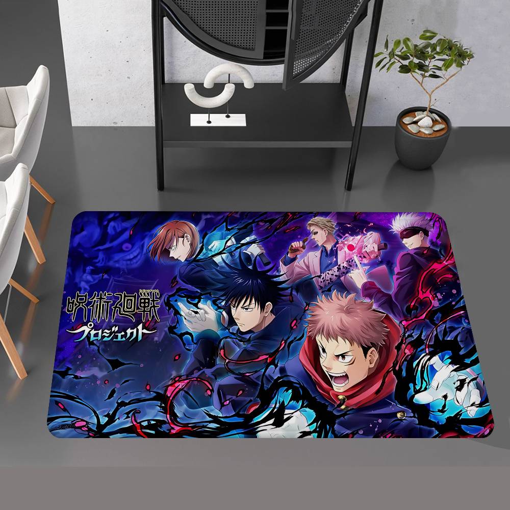 Anime Jujutsu Kaisen Bathroom Mat Anti-slip Absorb Water Long Strip Cushion Bedroon Mat Welcome Doormat