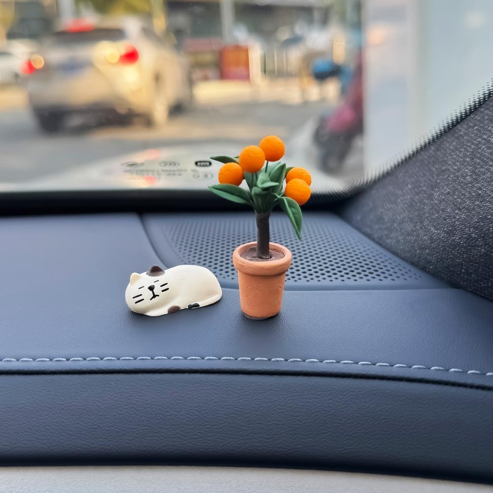 

Orange Tree and Cat Car Ornament Small Car Ornament for Dashboard Creative and Premium Interior Decoration