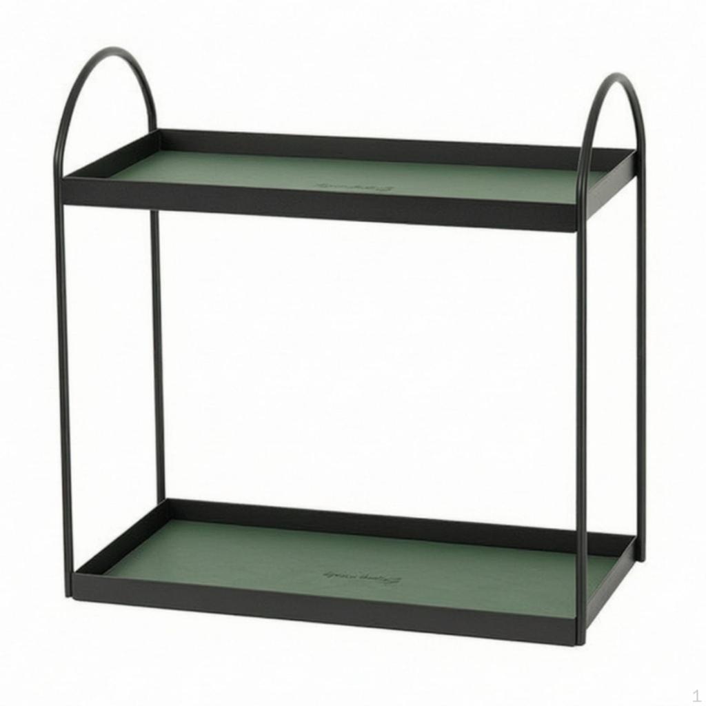 Tabletop Storage Rack TwoTier Countertop Organizer with Handles Metal Shelf for Washroom Counter,