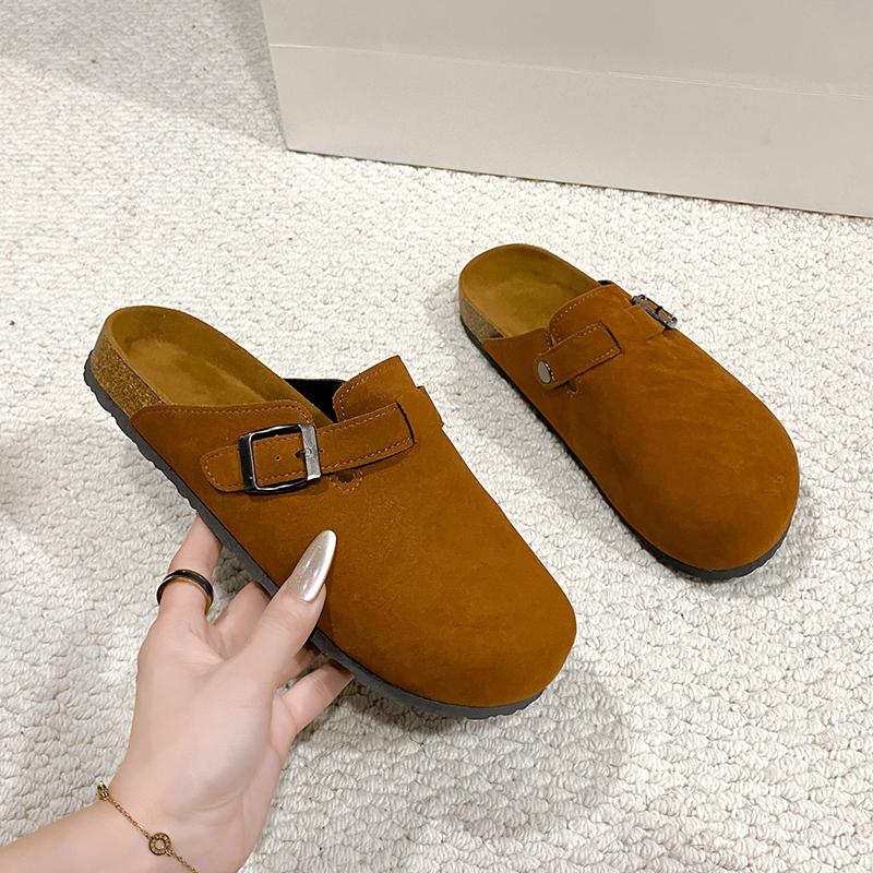 Fashion Classic Fashion Women's Suede Mules Slippers Men Clogs Cork Insole Sandals with Arch Support Outdoor Beach Slides Home Shoes