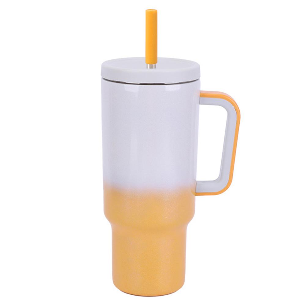 40oz Strohhalm Doppelwandiger Isolierbecher mit Henkel Sportwasserflasche Edelstahl Vakuum Thermoisolierter Becher für Frauen Männer