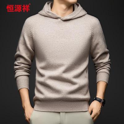Hengyuanxiang Men's Thick Hooded Pullover Knit Sweater