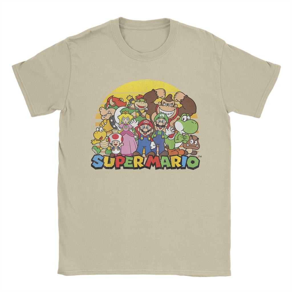 Novelty Super Marios Group Portrait TShirts for Unisex O Neck Cotton T Shirt Short Sleeve Tees Unique Tops