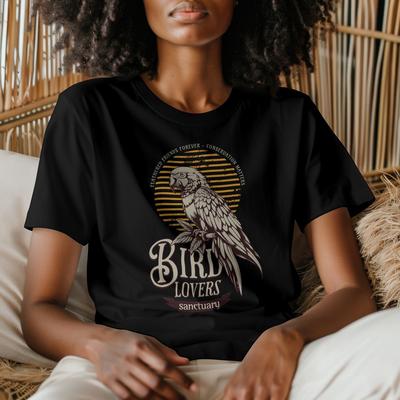 Bird Lovers Conservation Tee, Parrott Perched On Branch Unisex Avian Lover Tee