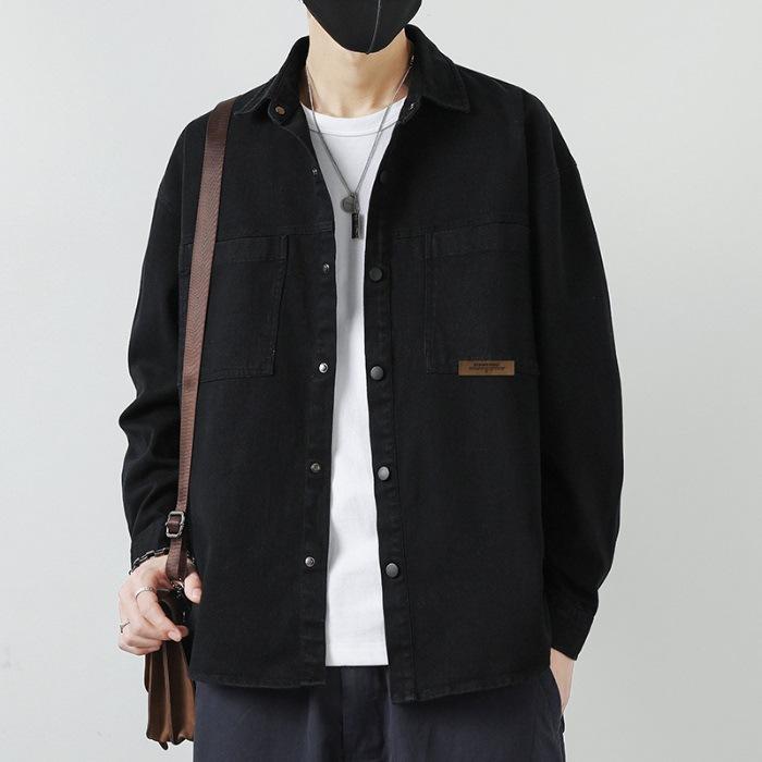 Retro Workwear Long-sleeved Shirt Men's Spring and Summer Pure Cotton Casual Top Men's Cardigan Lining