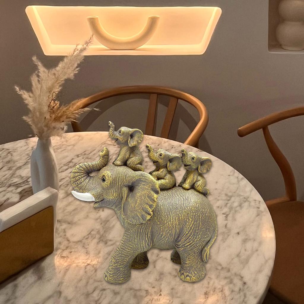 Elegant Resins Elephant Mother and Baby Figurine Sculpture for Home Decoration Collectible Ornament and Gift Giving