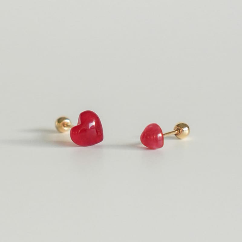 Modernlike 14k Gold Red Quartz Crystal Heart Piercing