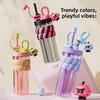 Girls Creative Cartoon Double Compartment Water Bottle With Straw For Students And Gifts