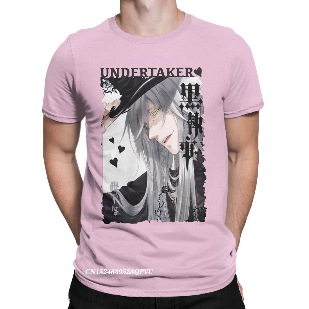 Undertaker Black Butler T-Shirts Herren Anime Lustig Premium Baumwoll T-Shirt Rundhals Harajuku T-Shirt Ästhetische Camisas Tops