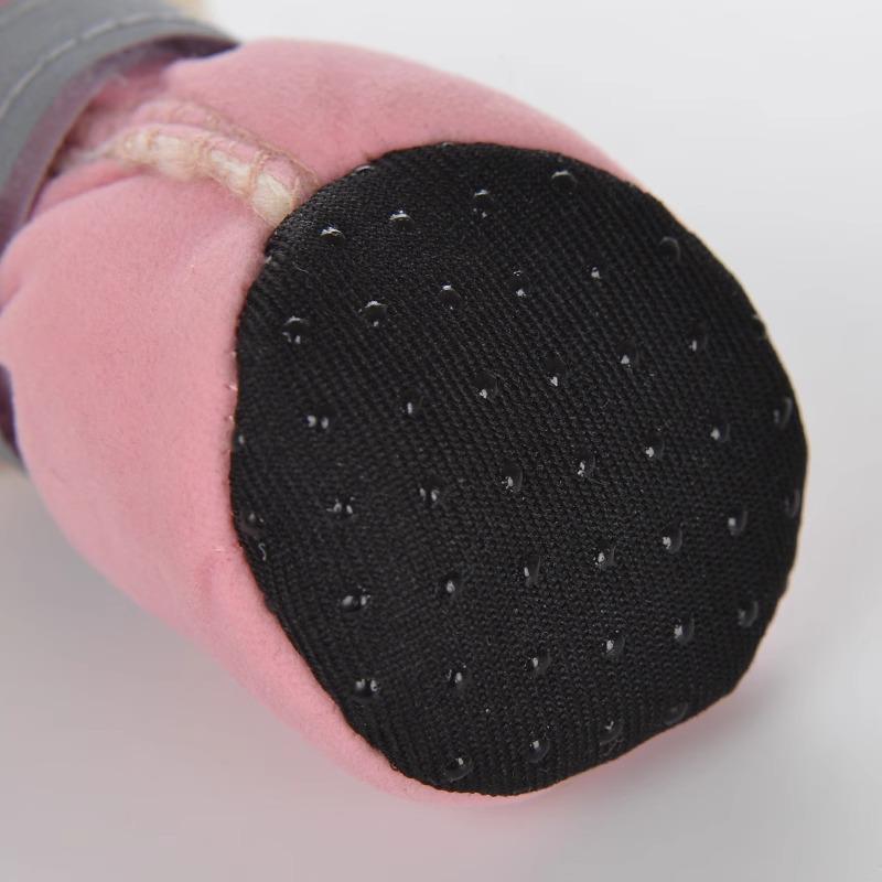 Reflective Velvet-Lined Dog Shoes: Warm, Soft Soled, Anti-Slip & Indoors Safe for Autumn/Winter.