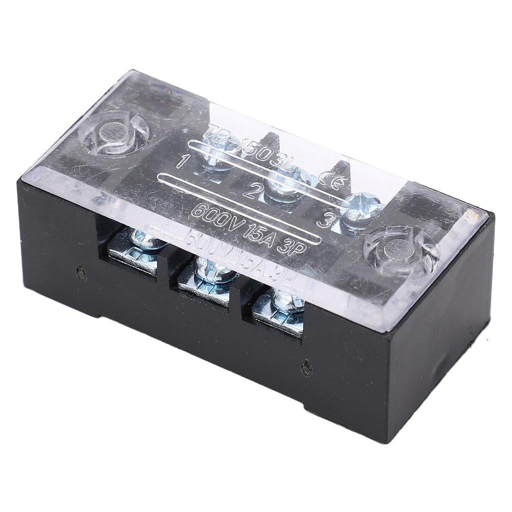 Terminal Strip Dual Row High Current M3 Screw Wire Barrier Block with Cover 15A 600V 5pcs