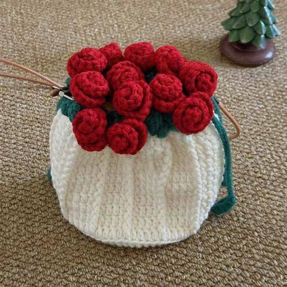 Creative Bucket Pouch Material Kit Soft Crocheted Bouquet Handbag  For Girlfriend and Mom Gift