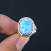 Natural Larimar Gemstone 925 Sterling Silver Split Shank Statement Ring For Women & Girls