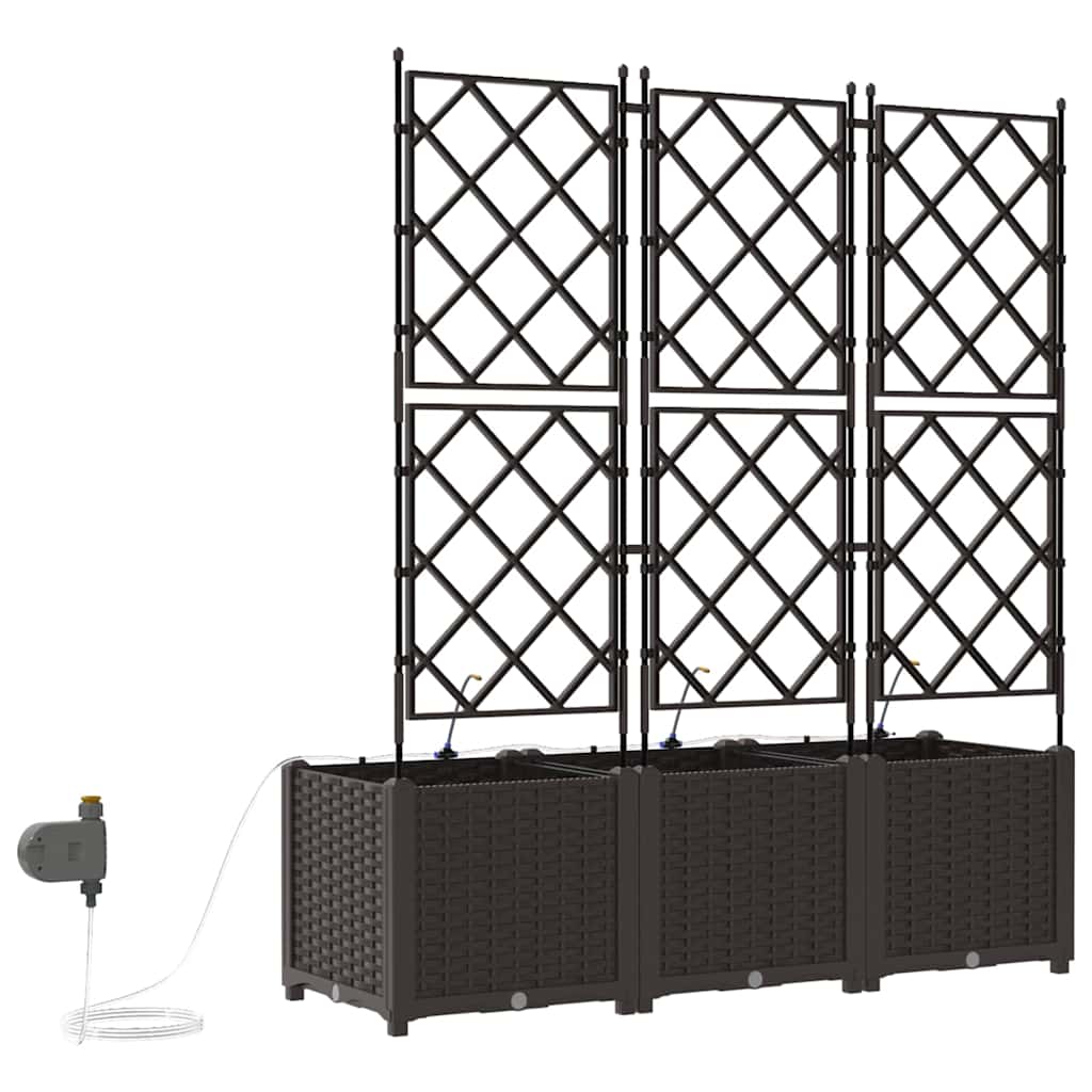 Garden Planter Set 3 Pcs Brown 120 X 40 X 142 Cm Plastic