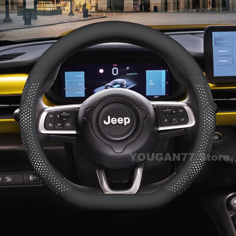 Leather Car Steering Wheel Cover For Jeep Avenger 2024 2025 Auto Steering Wheel Jeep Avenger Accessories