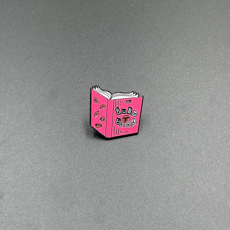 European & American Cartoon Pink Camera Brooch with English Letter - Metal Badge Gift