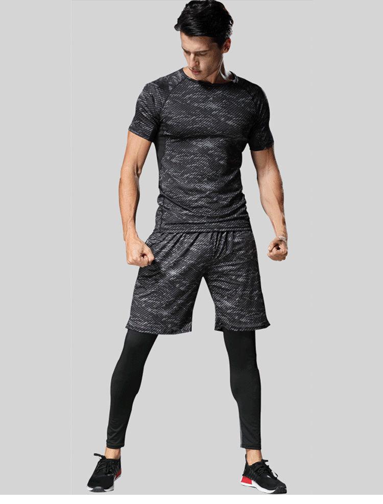Men's Quick-Dry Running & Fitness Set: Short-Sleeved, Sweat-Absorbing, Casual Wear Tights