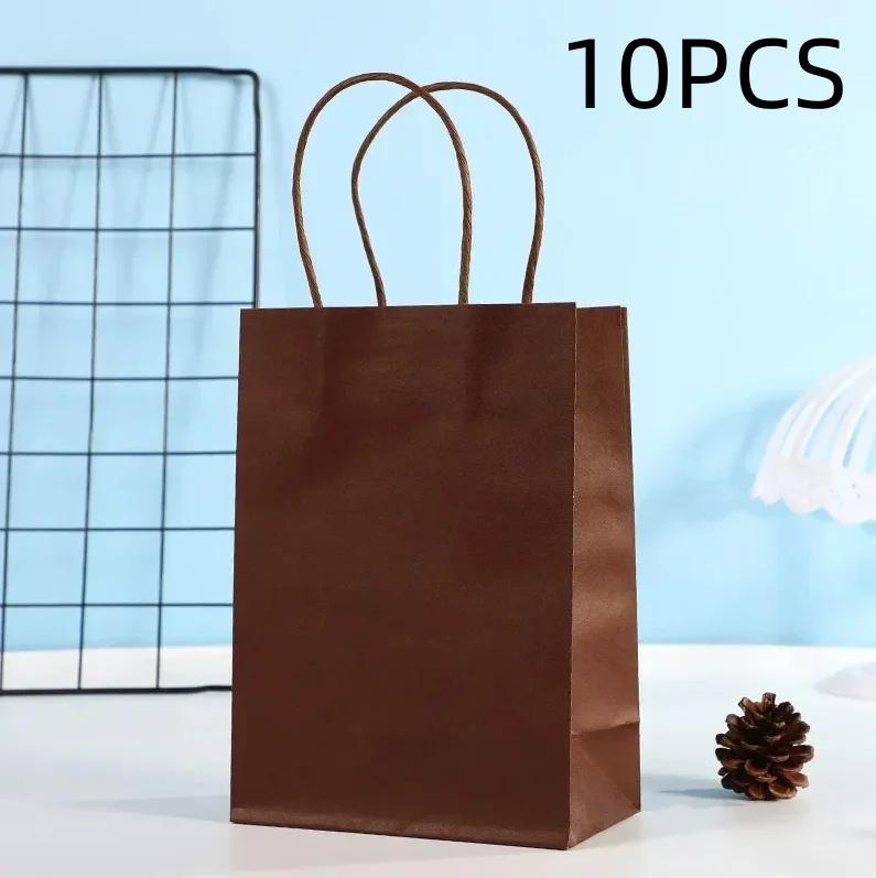 Candy Colorful Shopping Bags 10PCS Kraft Paper Gift Candy Bag Colored Hand-held Paper Bags Wedding Party Decoration Gift
