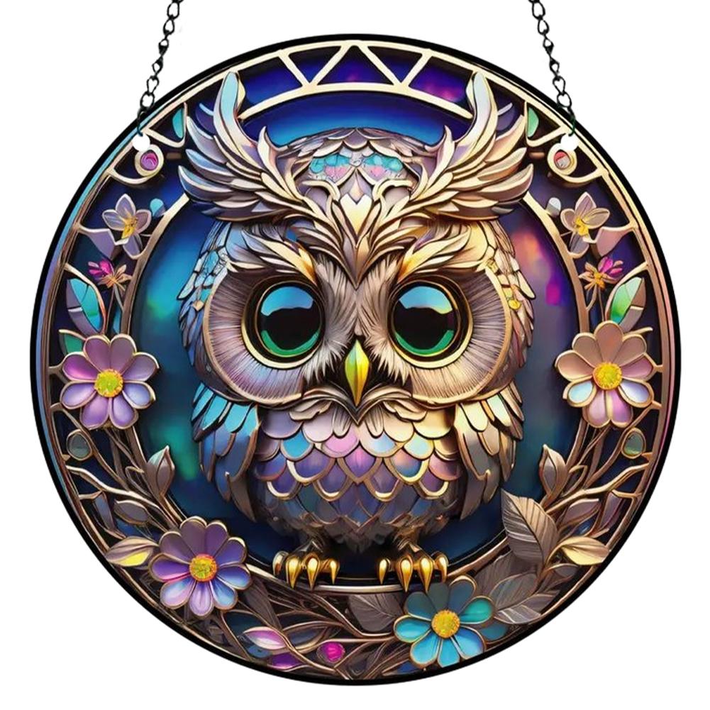 Sonnenfänger Heimdekoration Panel Eule Acryl Fensterpaneel Hängender Sonnenfänger Schmetterling für Garten Flure und Heimdekoration
