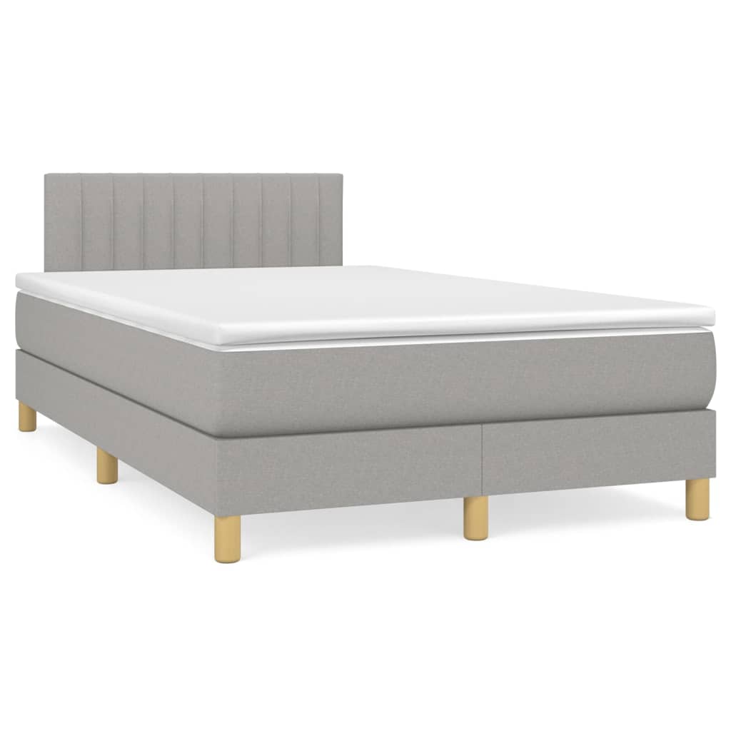 Vidaxl Letto Continentale Con Materasso, Grigio Chiaro, Tessuto 120X200 Cm