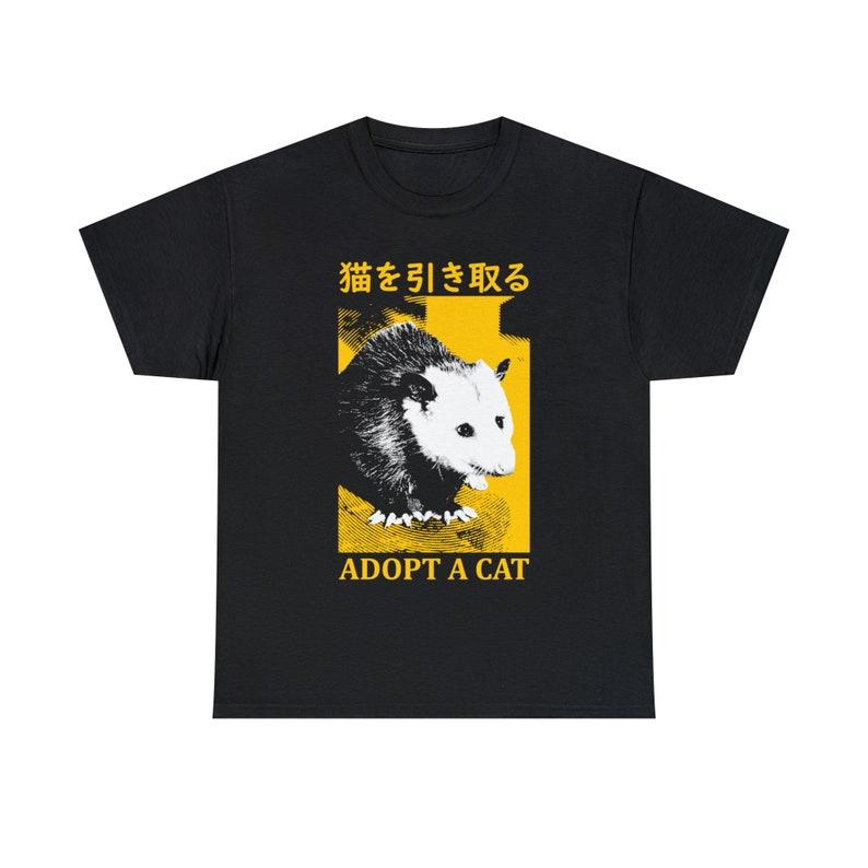 

230 г/м² 100% хлопок Японская футболка Adopt A Cat Opossum XXS чёрный