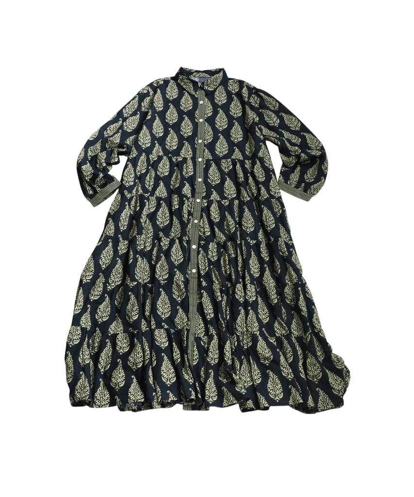 Antiqua Botanical Print Shirt Long One Size Black Dress, Women's, Sleeve, IYA-00092, 05,