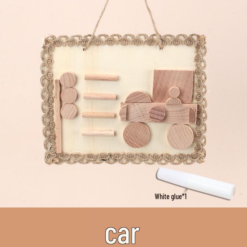 Dziecięcy zestaw do samodzielnego wykonania ramki na zdjęcia z naturalnego plastra drewna