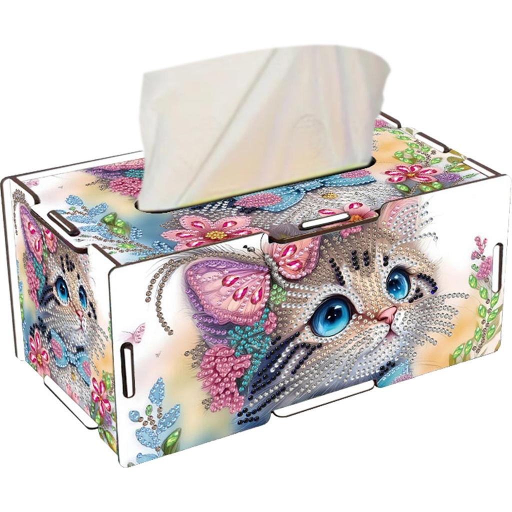 Wooden 5D Diamond Painting Tissue Holder Wooden Diamond Painting Tissue Box 5D DIY Diamond Handmade Tissue Holder for Home Decor