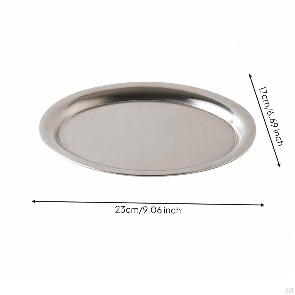 MirrorPolished Metal Serving Tray | Stainless Steel Platter, Elegant Decorative Edge, for