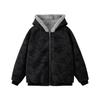 Unisex Heavyweight Cotton Hooded Jacket with Carved Eagle Design, Winter Velvet Thickened, Casual Loose Fit