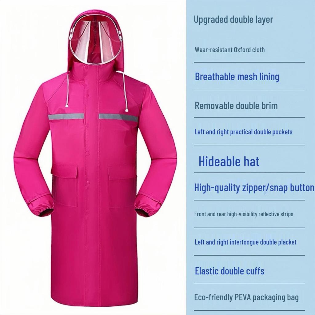 New Fashion Full-Length Outdoor Raincoat - Extended Hiking & Cycling Windbreaker