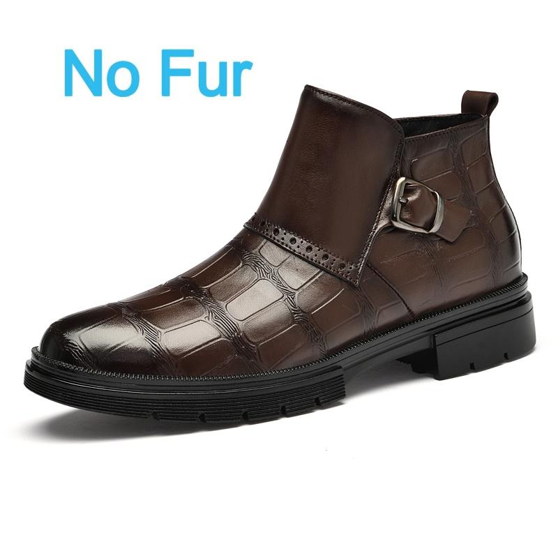 Fashion Causal Business Formal Shoes Men Chelsea Genuine Leather Ankle Boots Fashion Crocodile Leather Round Toe Antiskid Designer Boots