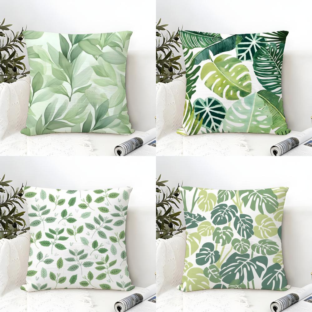 Modern style Leaf Pillow Case Natural Linen Double-Sided Printing Sofa Home Decor Cushion Cover