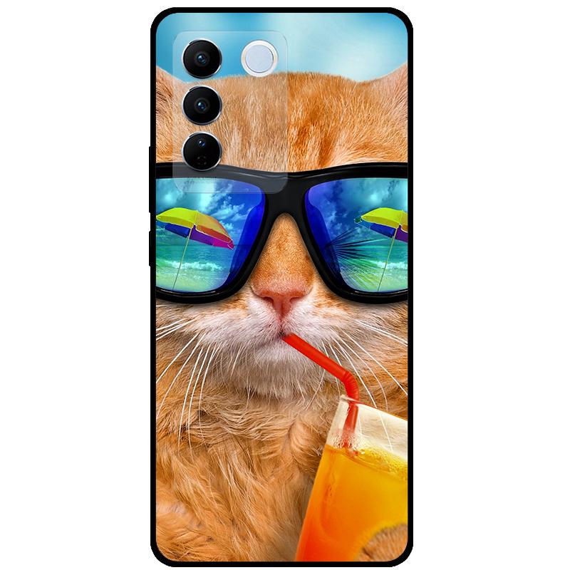 For Vivo V27E V2237 V27 Pro V2230 V 27 Case TPU Soft Silicone Marble Cat Shockproof Cases For Vivo V27 5G V27Pro Bag Funda Cover