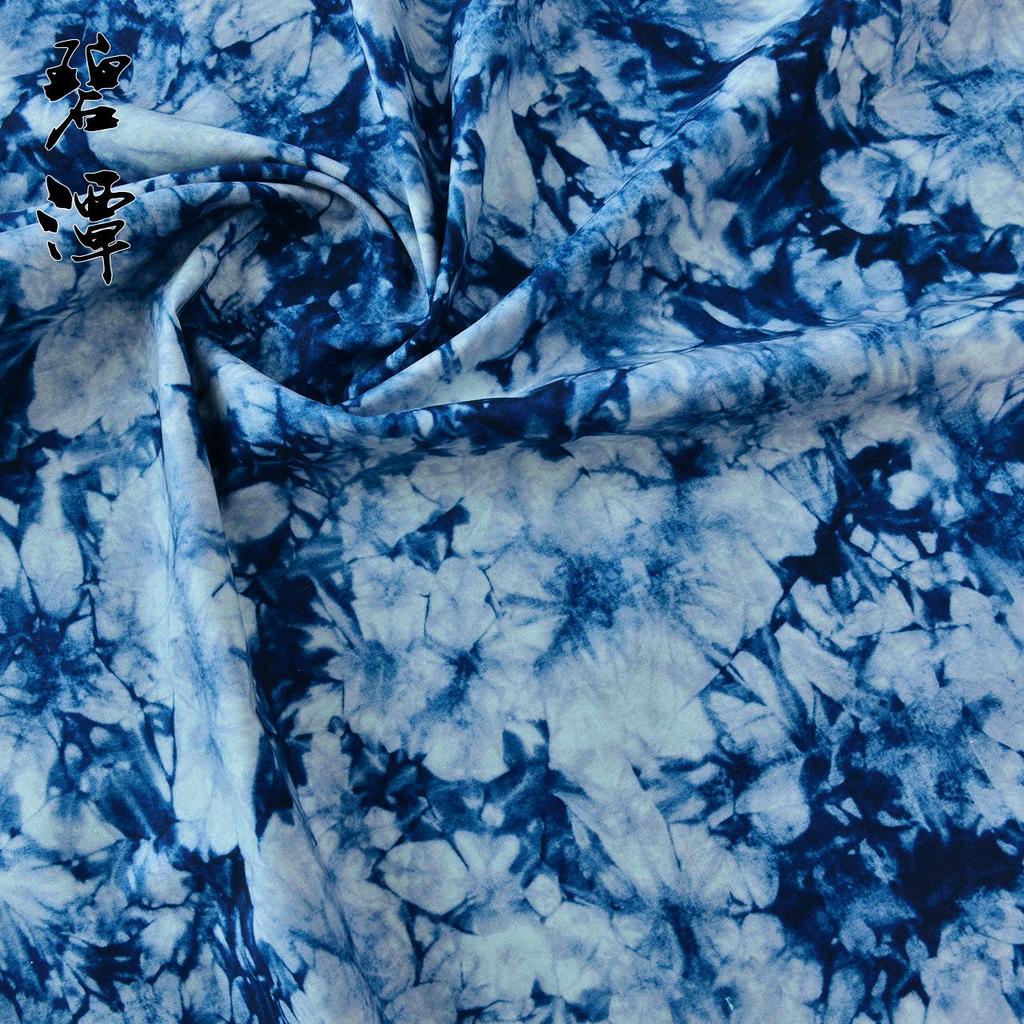 Indigo Dyed Handmade Pure Cotton Tie-Dye Fabric for Tablecloths, Curtains & Creative Decor.