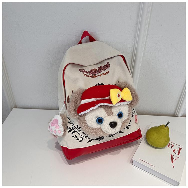 

Plush Bear Duffy Backpack Travel School Bags Large Students Capacity красный