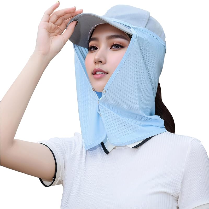 

[GOHHME] sunshade for hat camp neck shade attach to hat Sweat absorbent and quick drying neck guard neck cover face cover sun protection Cold
