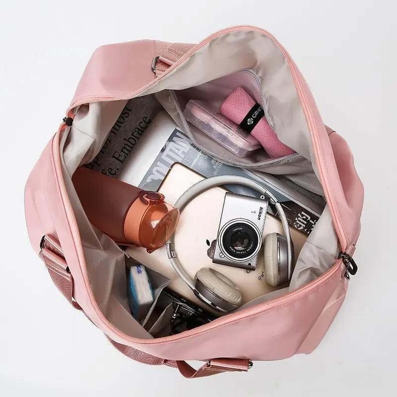 Große Damen-Reisetasche Multifunktionale Sporttasche Handtaschen Nylon Wasserdichte Umhängetasche Damen Nass-Trocken-Taschen Sporttaschen
