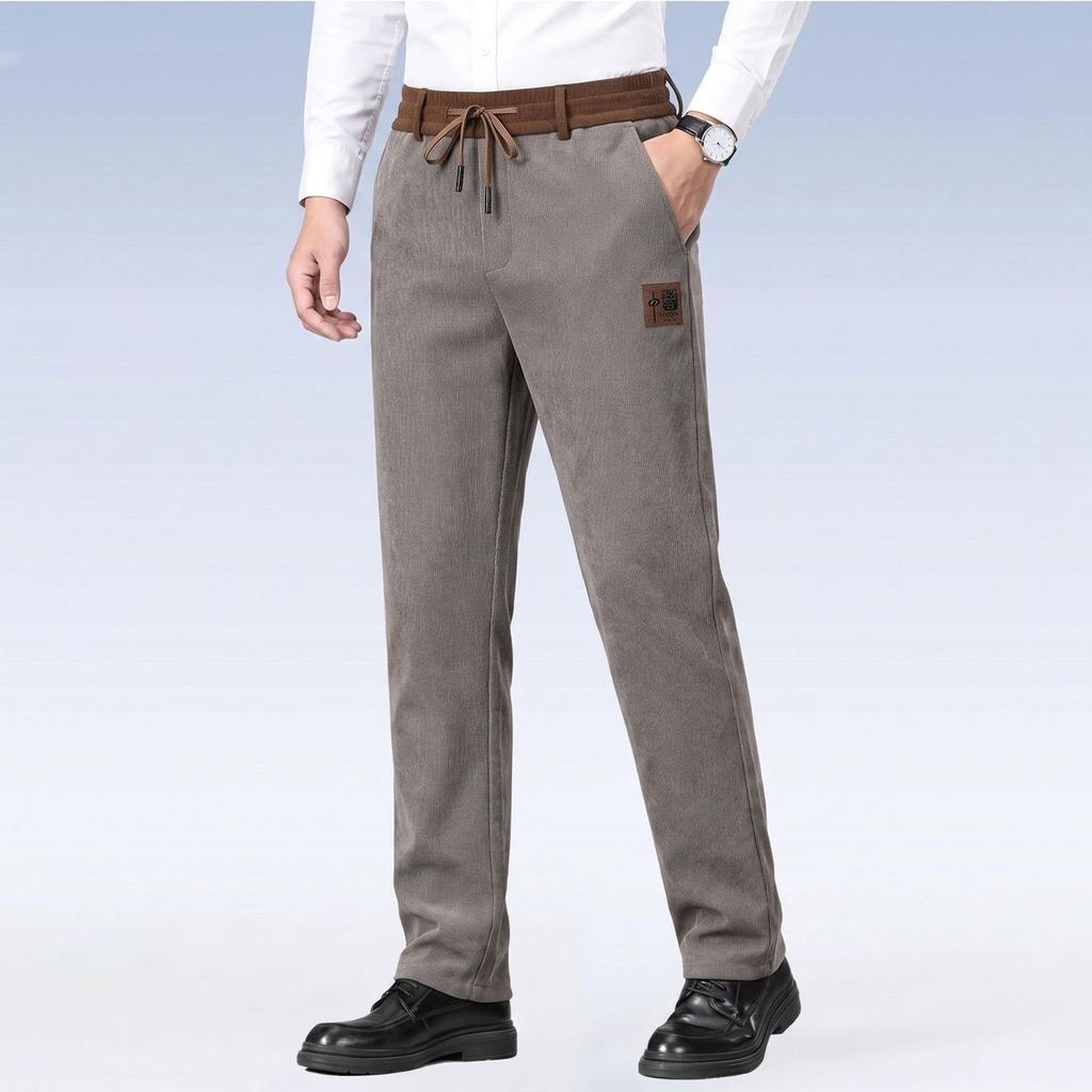 Men's Winter Thickened Fleece Pants Warm Casual Embroidery Letter Fleece Liner Thick Trousers