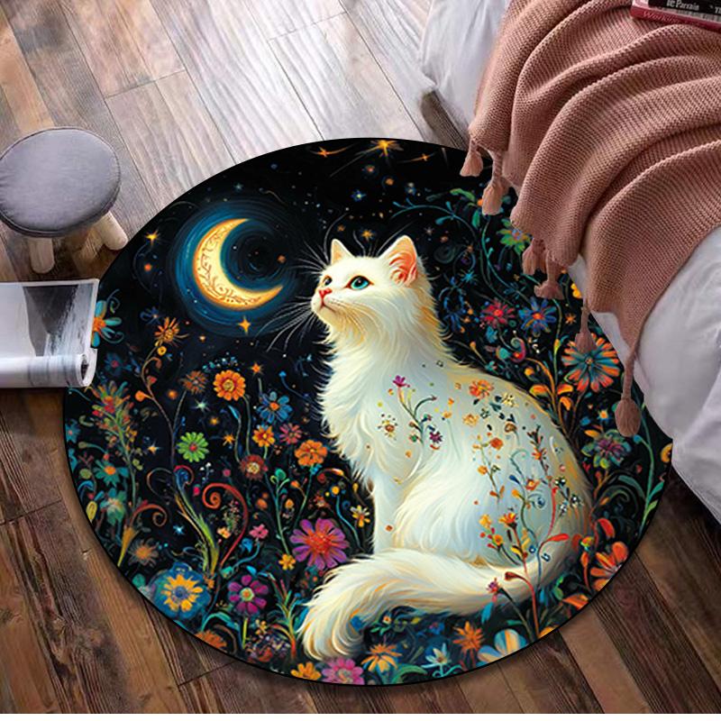Animal  Circular Rug Office Decorative Carpet For Living Room Bedroom Door Mat Floor Rug Computer Chair Area Rug Viking Theme Decor