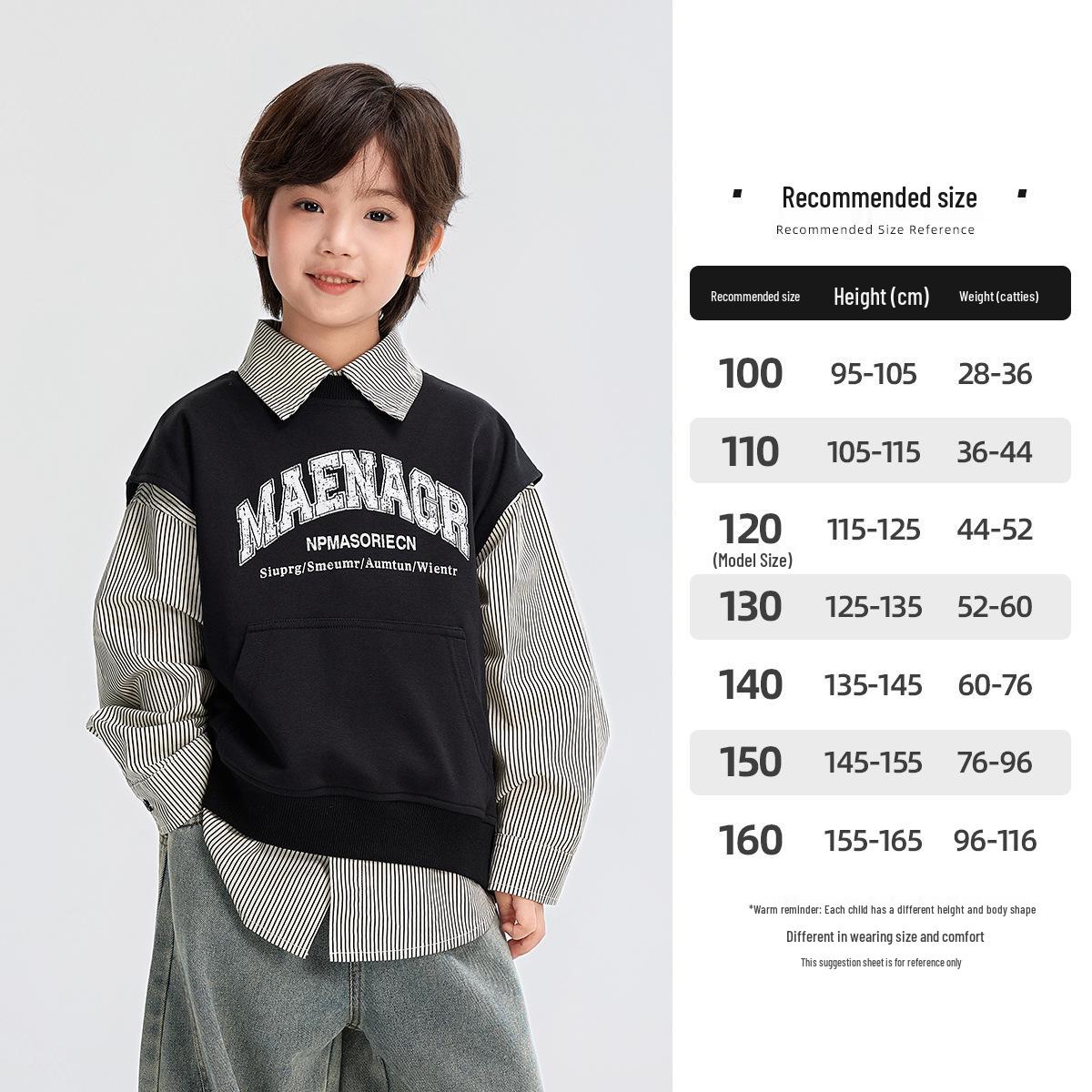 

Модный комплект из двух предметов для мальчиков: жилет и рубашка, осень 2025 110 cm чёрный