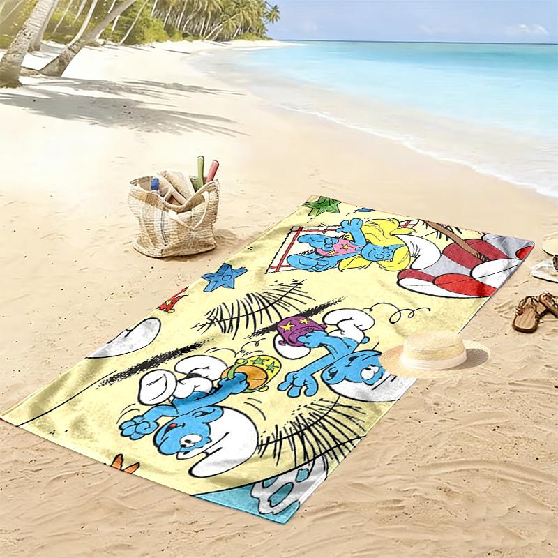 The Smurfs Print Beach Towel, Large Soft Quick Dry Towel for Beach Camping Swimming