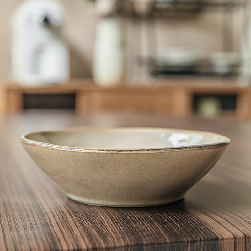 Bowl 7.5-Inch Irregular Noodle Bowl Retro Ceramic Cold Vegetable Bowl Export Salad Bowl