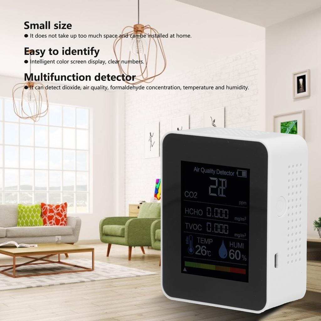 Multifunctional CO2 Detector ZNAZ2CO3 Infrared Sensor 5 in 1 Multifunctional Carbon Dioxide Detector for Home