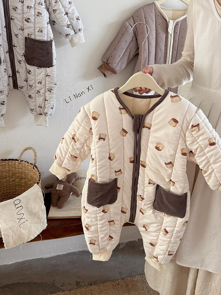 Quilted Cotton Baby Romper for Crawling Toddlers - Thick, Warm, Autumn/Winter Wear